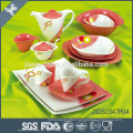 Ensemble de dîner en porcelaine Eco-friend 47PCS, avec un nouvel ensemble de couleur d&#39;impression de décalque